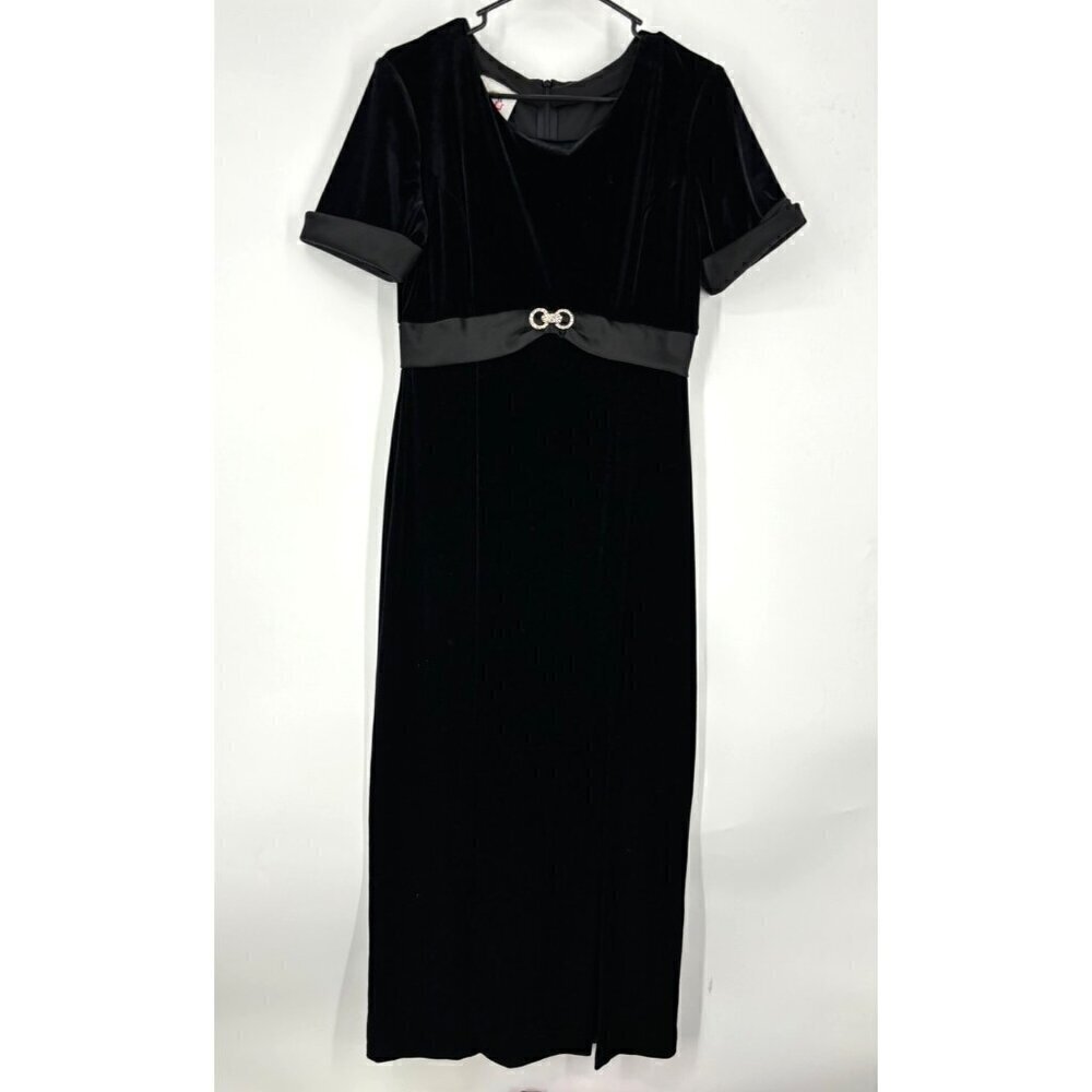 Vintage Velvet Maxi Bodycon Dress Black Medium